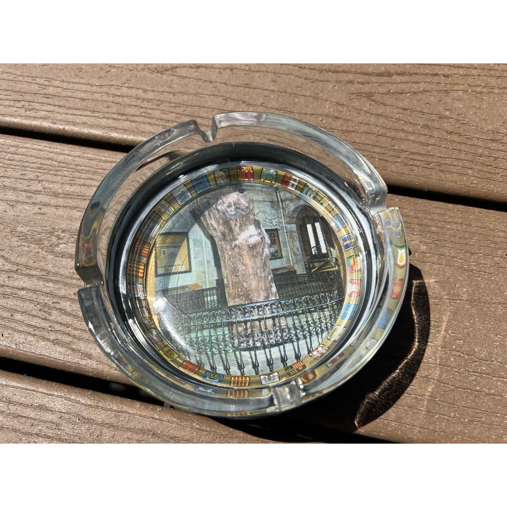 Mid Century Glass‎ Round Ashtray Dish Vintage Glassware Decor Tray VTG Spain MCM